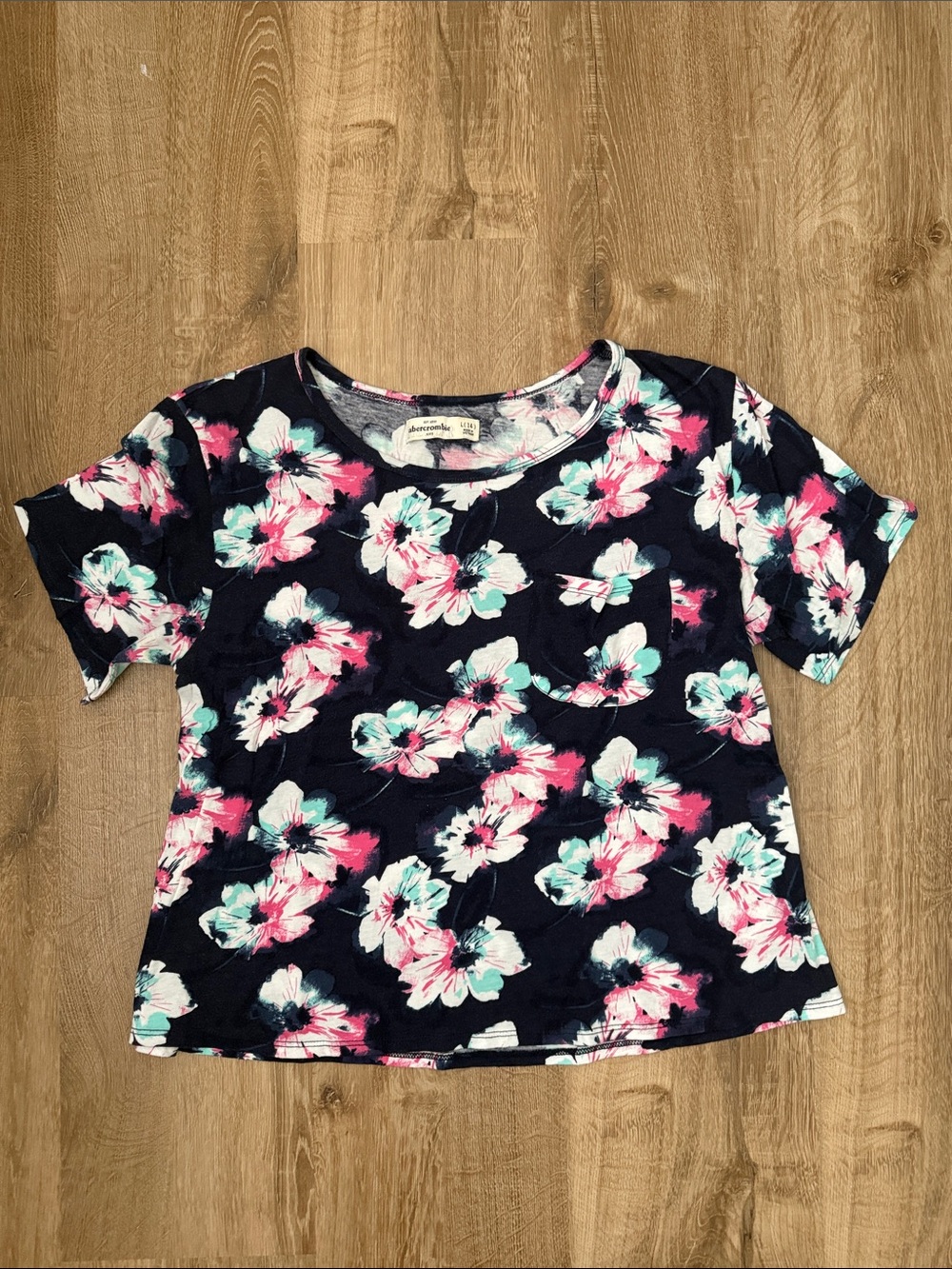 Abercrombie Kids Navy Floral Pocket Short-Sleeve Tee